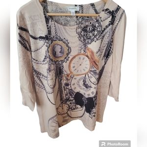 Dress Barn decorative t-shirt quarter length sleeve